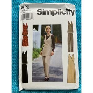 Simplicity 8422 Sewing pattern wrap dress vest pant skirt 1990s Size 16 18 20